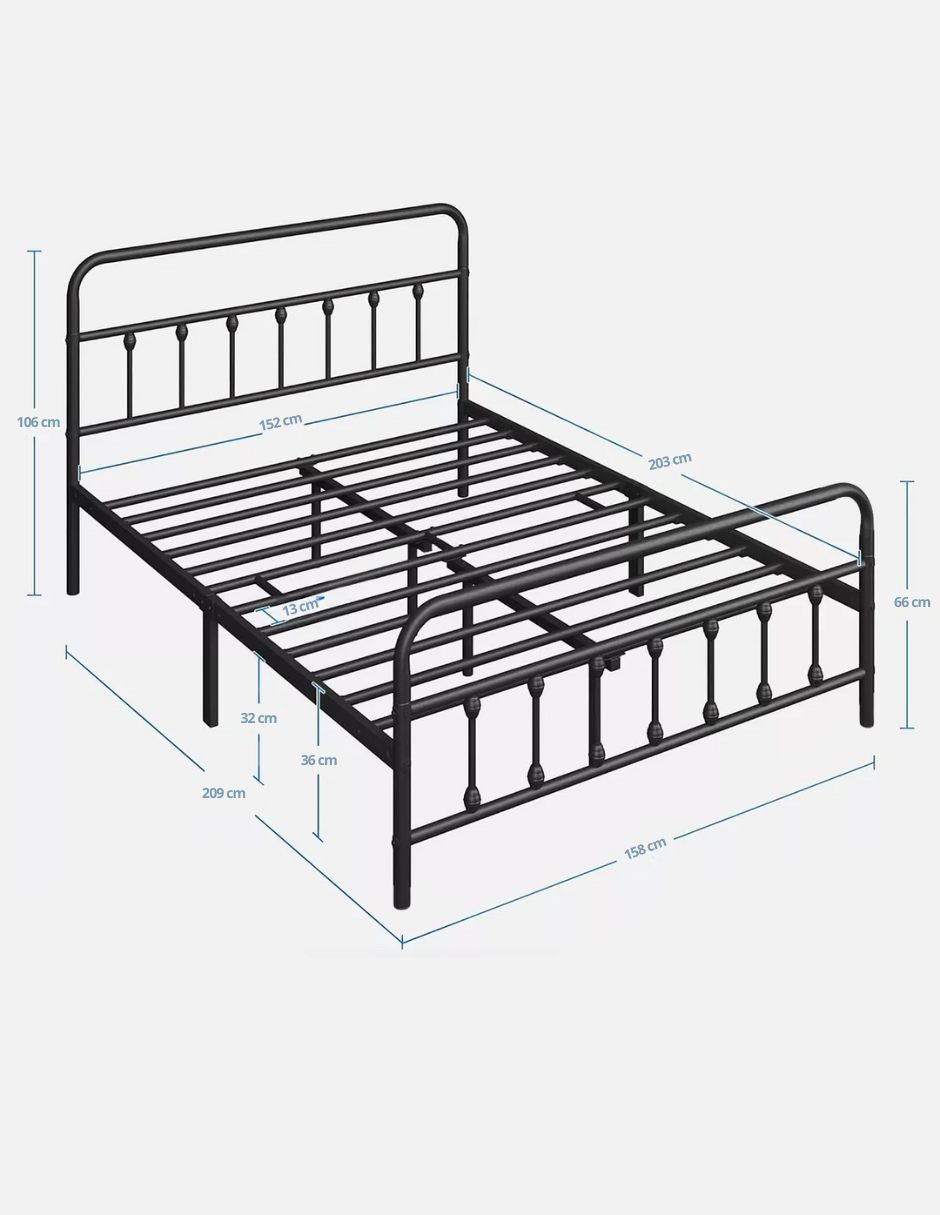 Base De Cama Acero Reforzada Queen Size Diseño Elegante