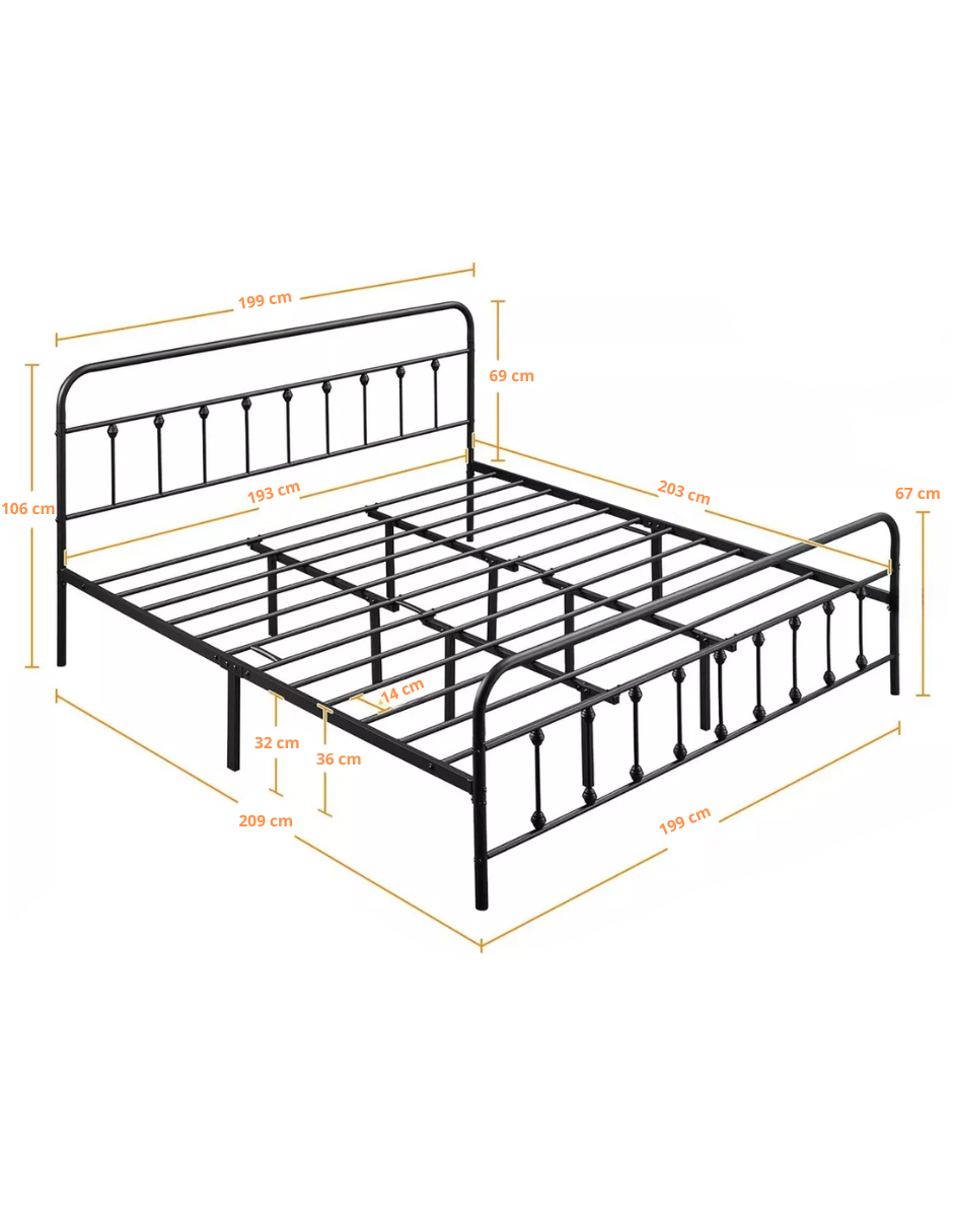 Base De Cama Acero Reforzada King Size Diseño Elegante
