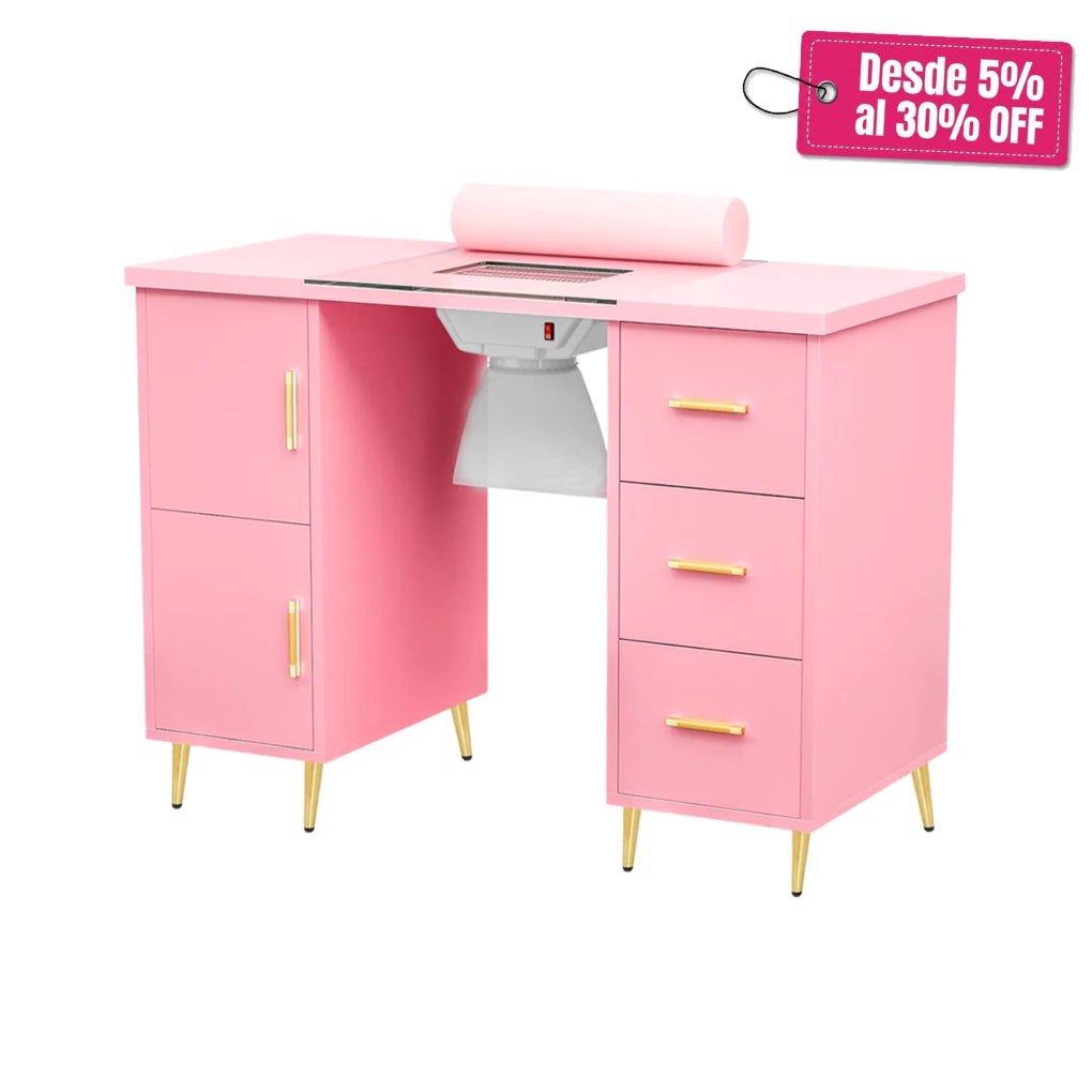 Mesa De Manicura, Estación De Mesa De Uñas Con Colector De Polvo Eléctrico (rosa)
