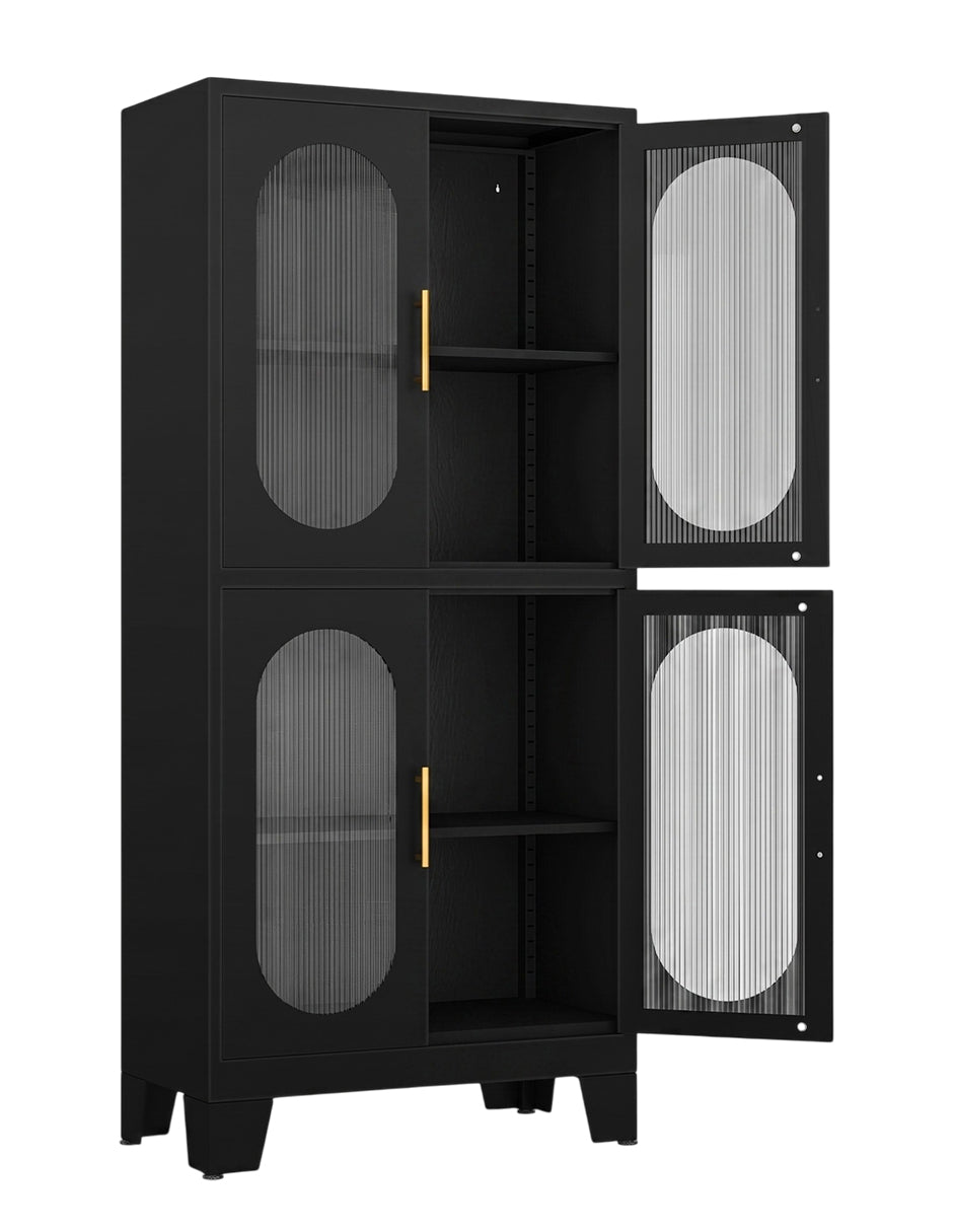 Mueble Organizador Despensa Oslo Metálico Negro Estantes Ajustables