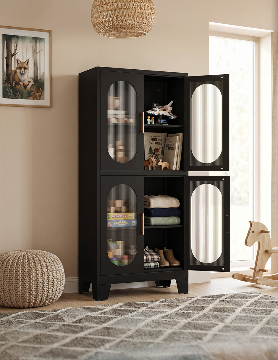 Mueble Organizador Despensa Oslo Metálico Negro Estantes Ajustables