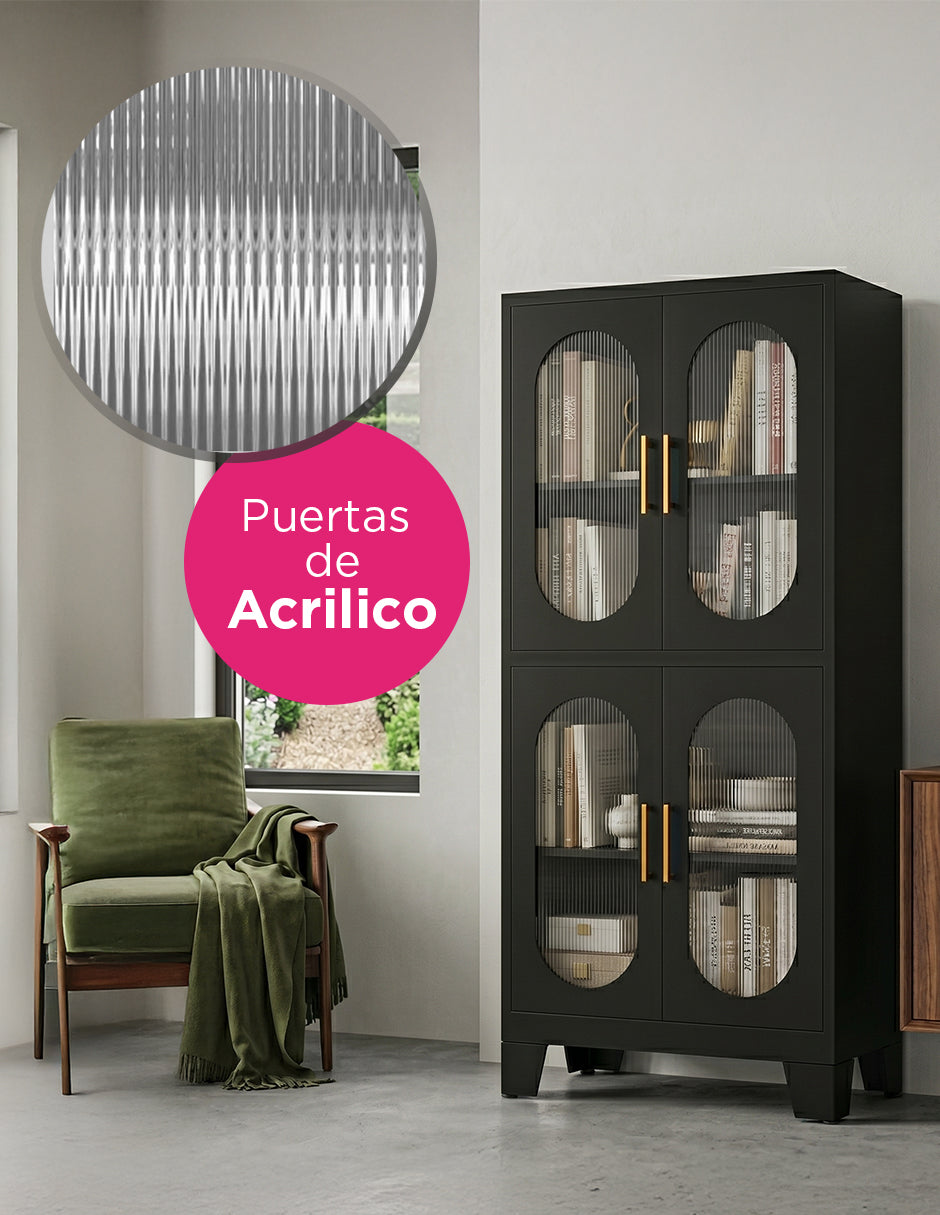 Mueble Organizador Despensa Oslo Metálico Negro Estantes Ajustables