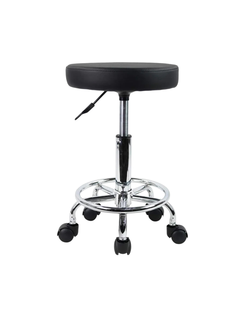 Banco Taburete Giratorio de Acero Cromado Negro – Asiento Plano Hidráulico para Estética y Consultorio Vanlig