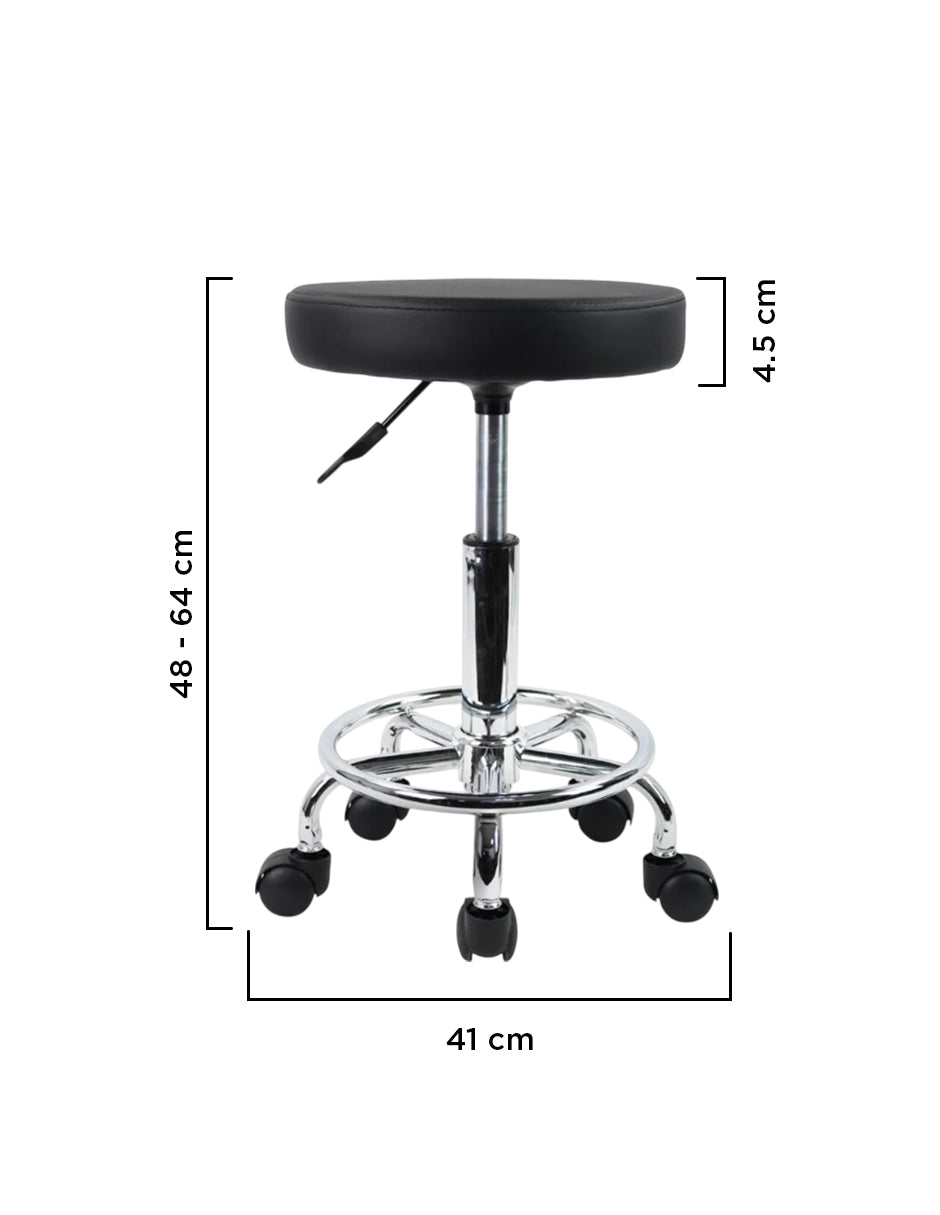 Banco Taburete Giratorio de Acero Cromado Negro – Asiento Plano Hidráulico para Estética y Consultorio Vanlig