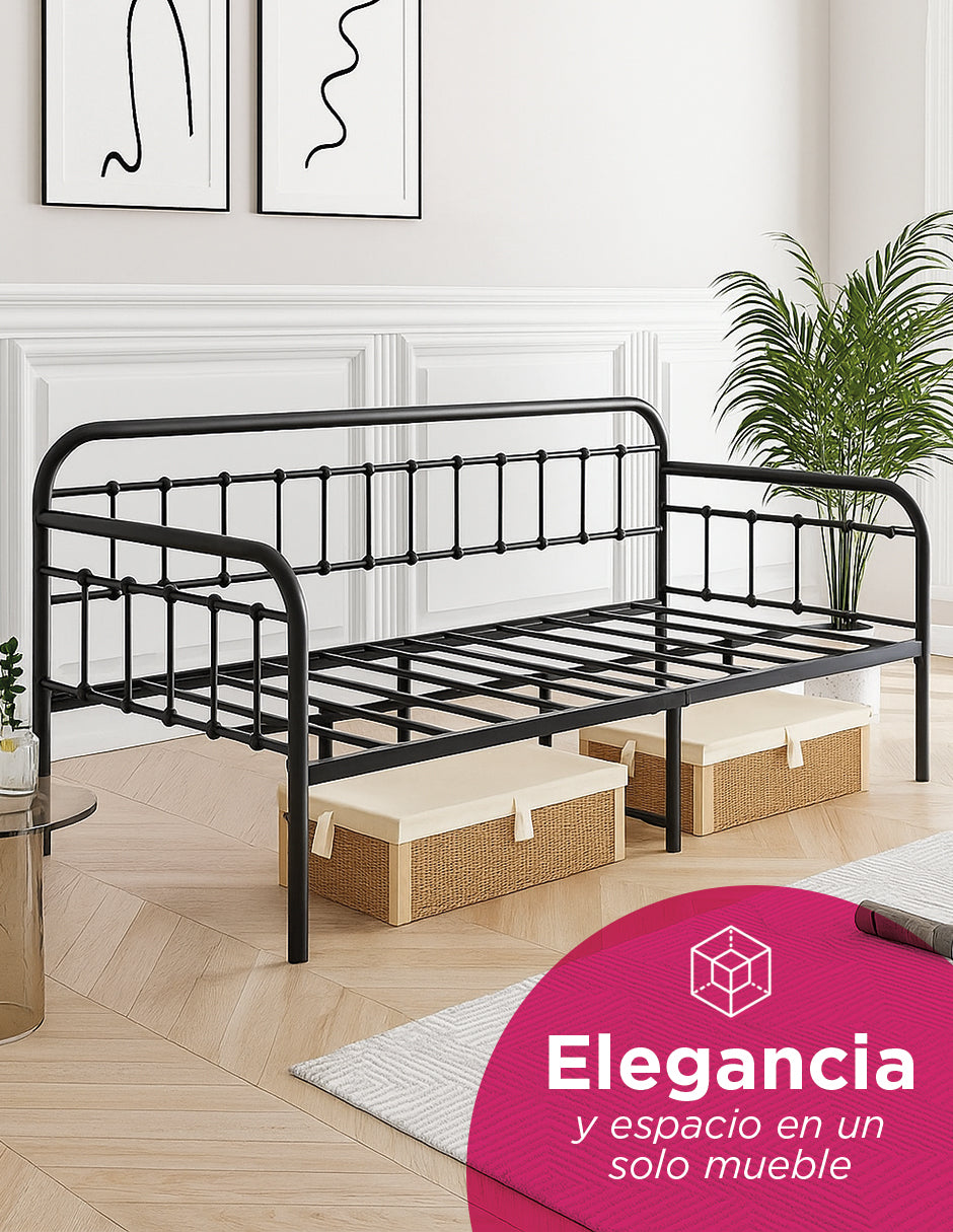 Base De Cama Individual  Con Barandal Lateral  Tipo Sofa-Cama