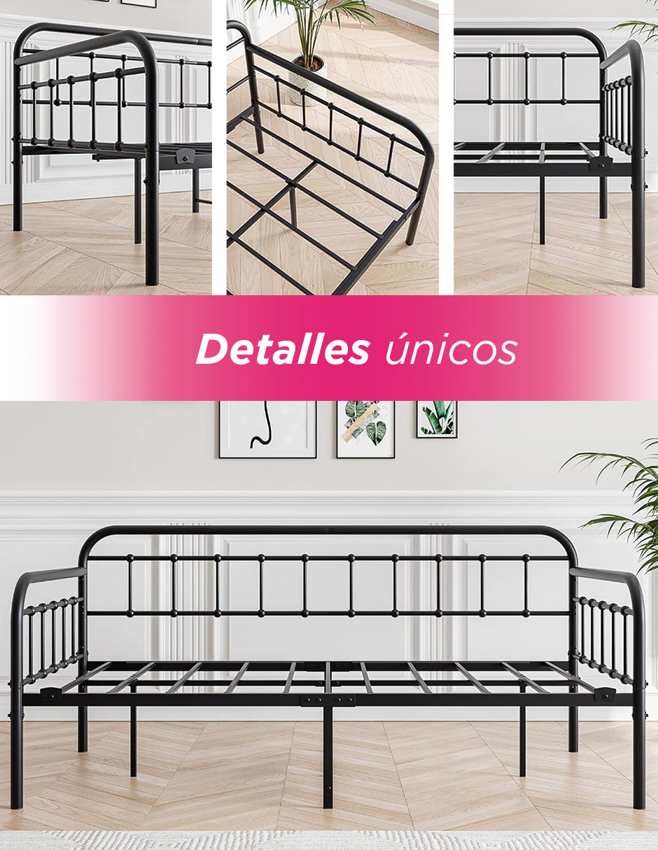 Base De Cama Individual  Con Barandal Lateral  Tipo Sofa-Cama