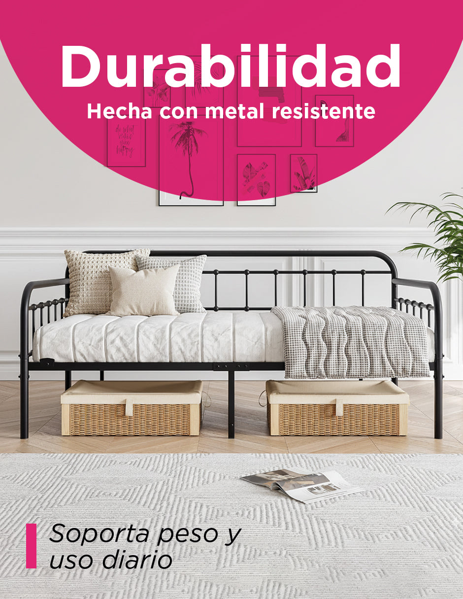 Base De Cama Individual  Con Barandal Lateral  Tipo Sofa-Cama
