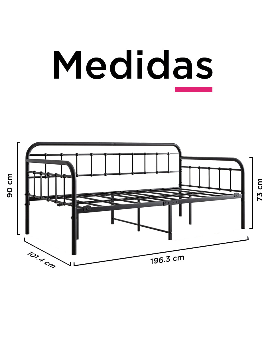 Base De Cama Individual  Con Barandal Lateral  Tipo Sofa-Cama