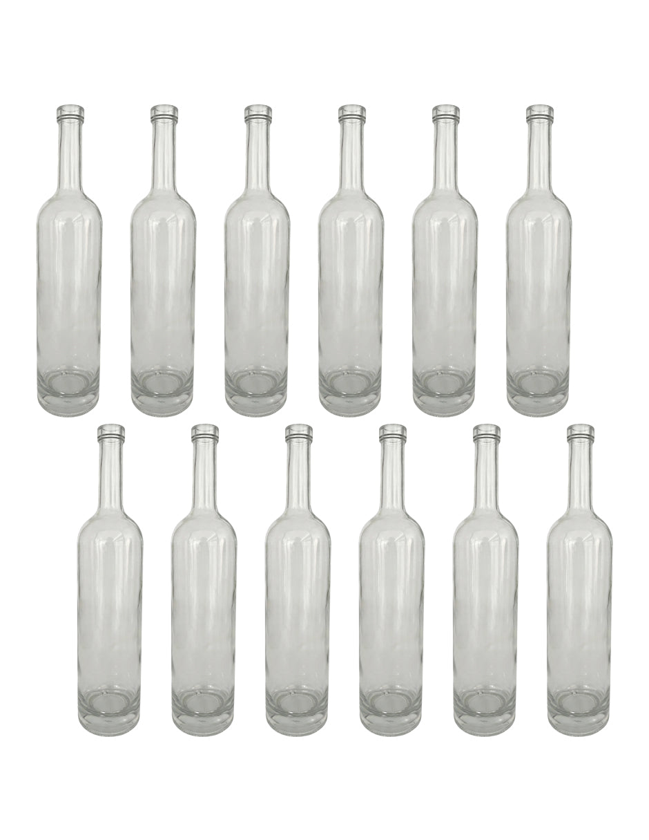 Botellas de Vidrio 750ml John Gabe (12 Pzs) - Ideal para Mezcal, Destilados y Aceites Gourmet