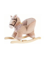 Caballo Balancín Infantil Toffee Marrón de Felpa con Sonido de Relinchido y Asiento Acolchado