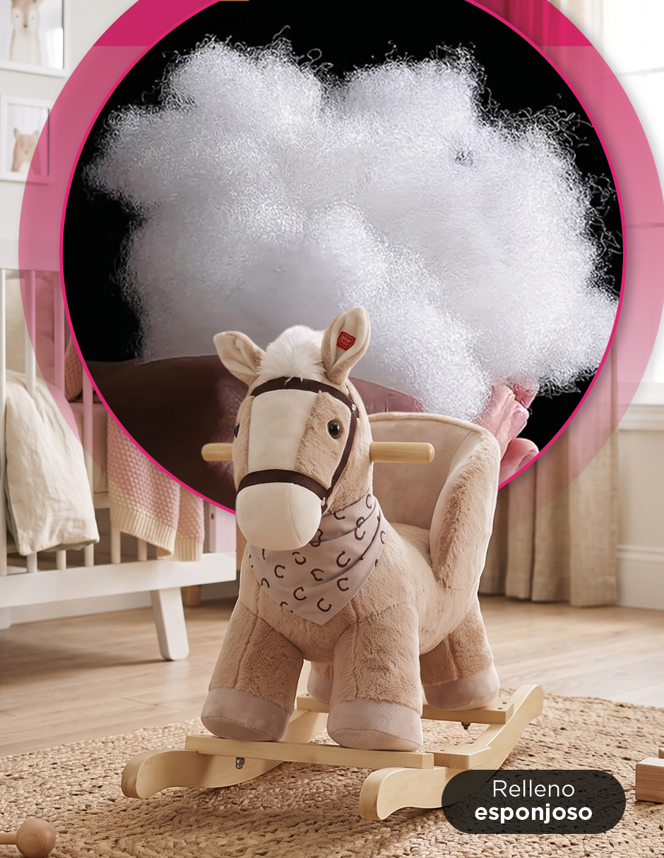 Caballo Balancín Infantil Toffee Marrón de Felpa con Sonido de Relinchido y Asiento Acolchado
