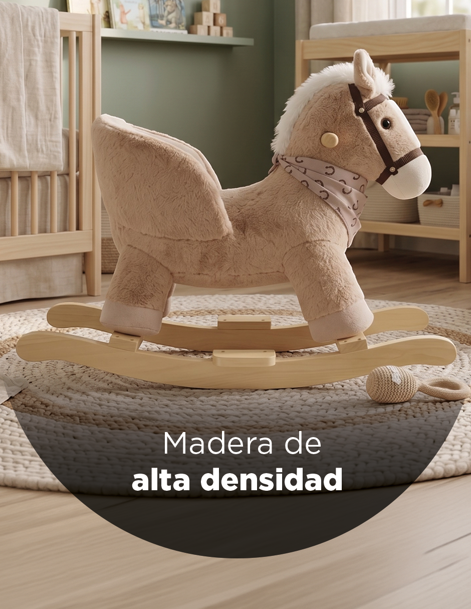 Caballo Balancín Infantil Toffee Marrón de Felpa con Sonido de Relinchido y Asiento Acolchado