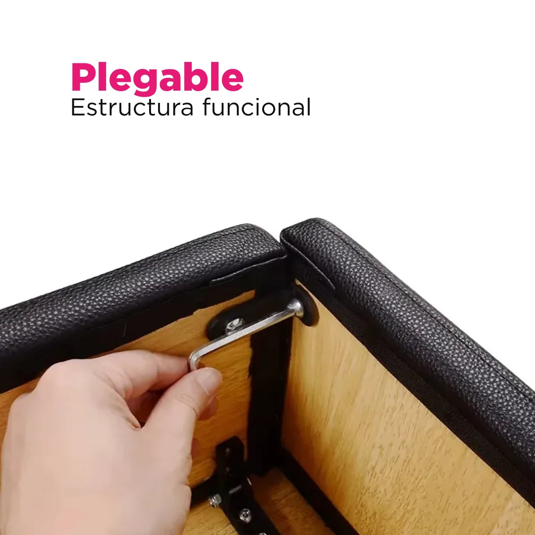 Cajón Multifuncional Plegable para Pilates Reformer Vanlig® en Piel PVC con Esponja de Alta Densidad Negro