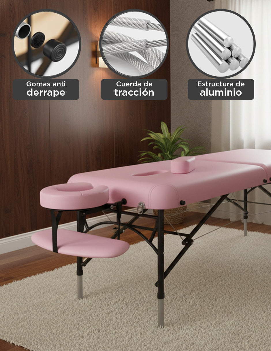 Cama De Masaje Aluminio Aley Rosa