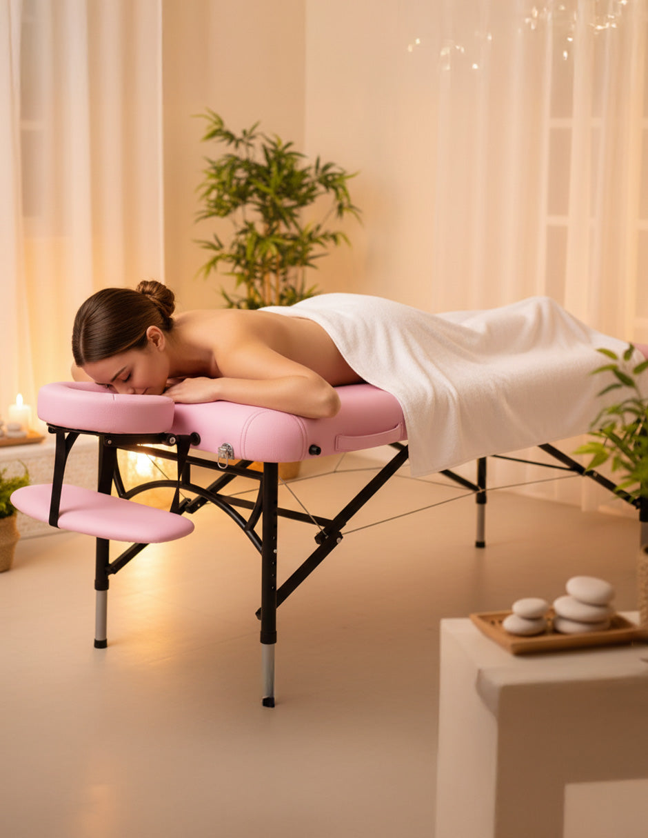 Cama De Masaje Aluminio Aley Rosa