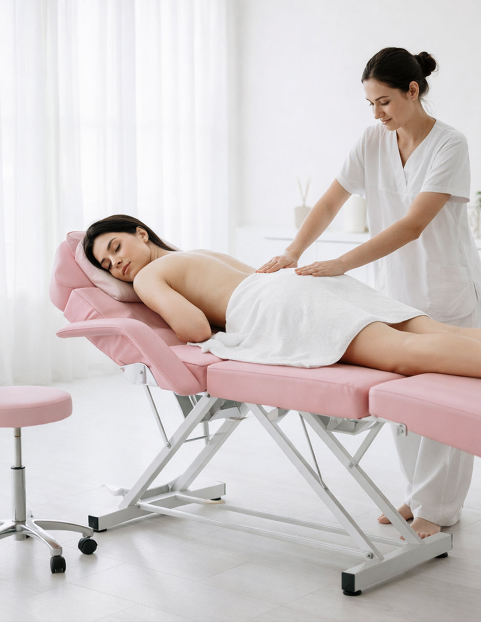 Cama de Masaje Facial Reclinable Con Taburete Thai Vanlig