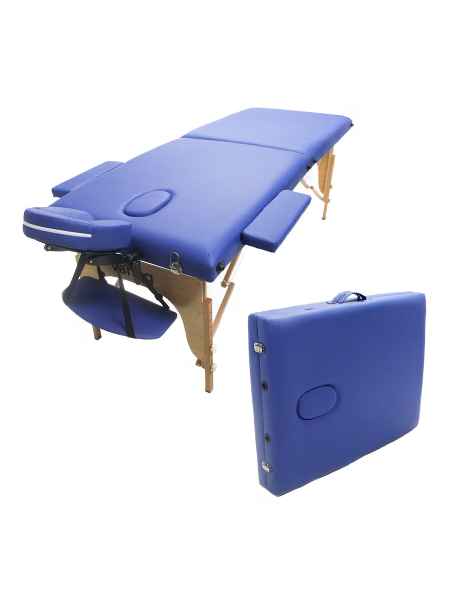 Cama de Masaje Portátil Camboya Azul – Camilla Plegable de Madera de Pino para Spa y Tatuajes