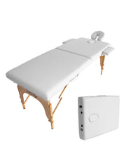 Cama de Masaje Portátil Camboya Blanca – Camilla Plegable de Madera de Pino para Spa y Tatuajes