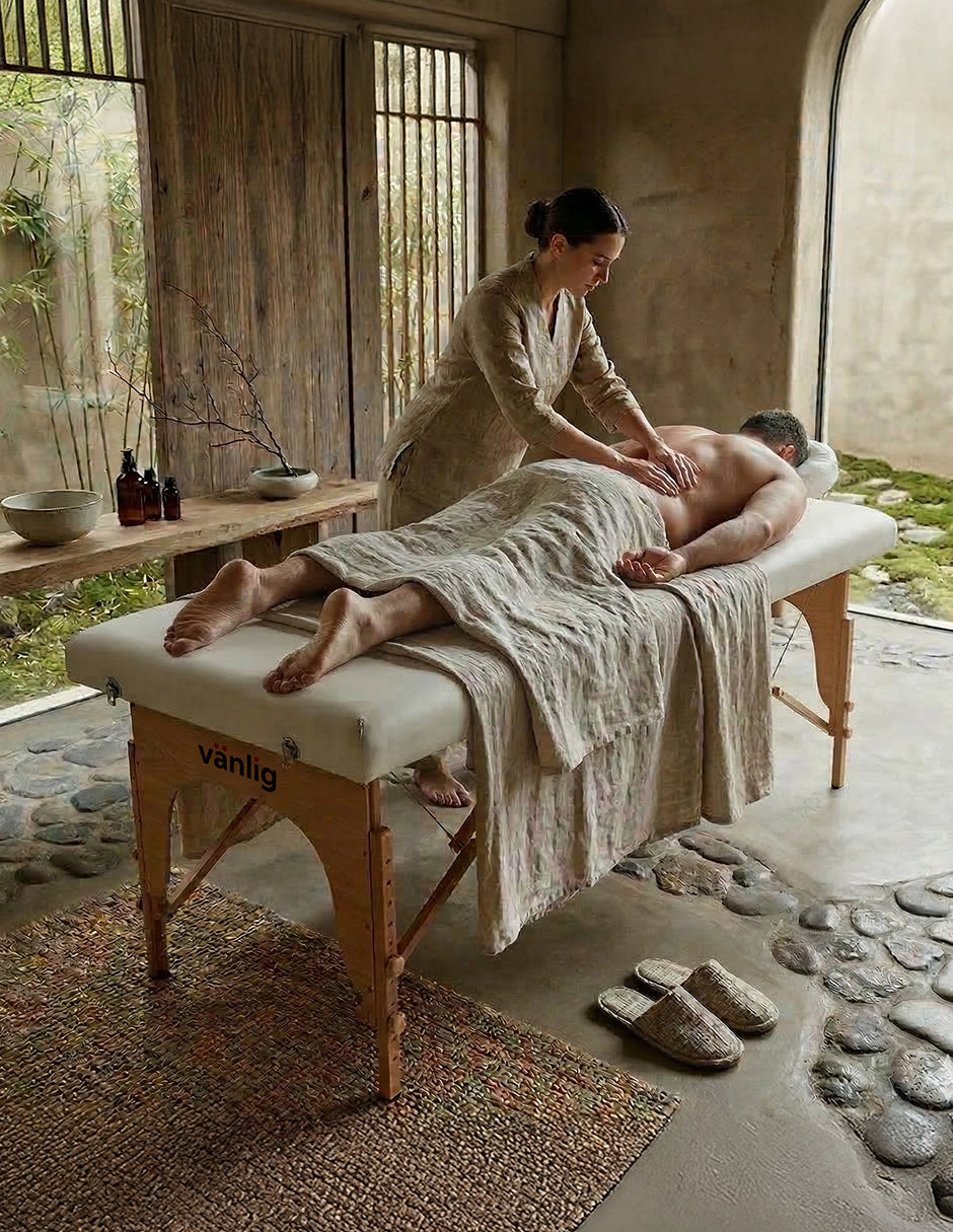 Cama de Masaje Portátil Camboya Blanca – Camilla Plegable de Madera de Pino para Spa y Tatuajes