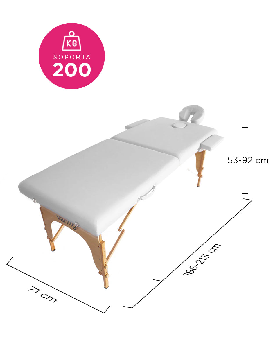 Cama de Masaje Portátil Camboya Blanca – Camilla Plegable de Madera de Pino para Spa y Tatuajes