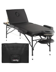 Cama de Masaje Portátil de Aluminio Damasco Negra – Camilla Plegable y Ajustable para Spa y Tatuajes