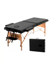 Cama de Masaje Portátil de Madera Maldiva Negra – Mesa de Masajes Plegable con Altura Ajustable