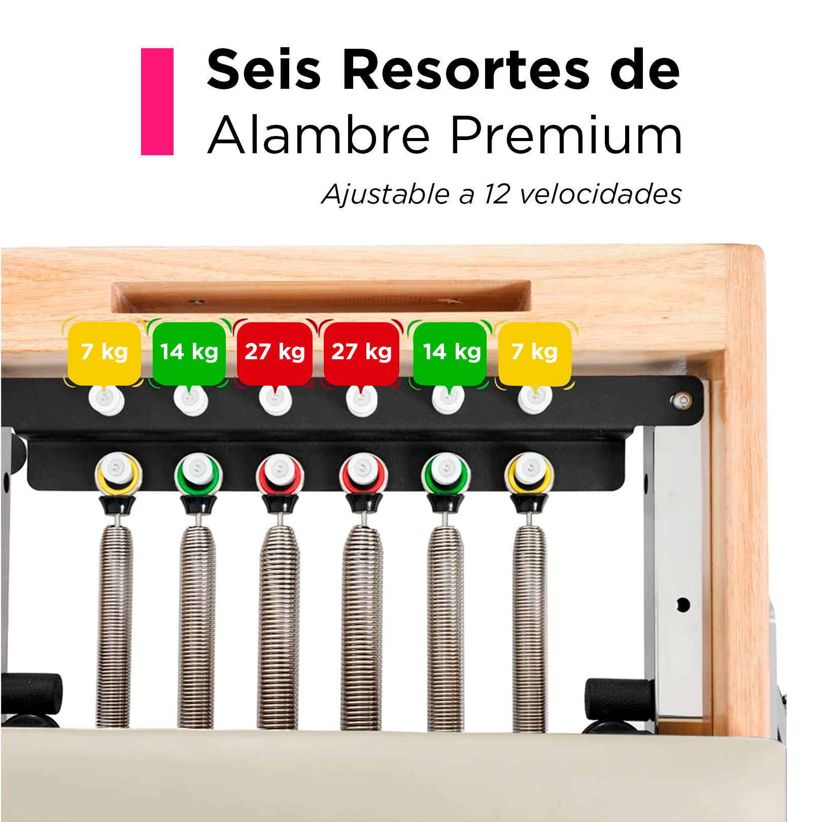 Cama de Pilates Reformer Profesional de Roble Plegable Beige