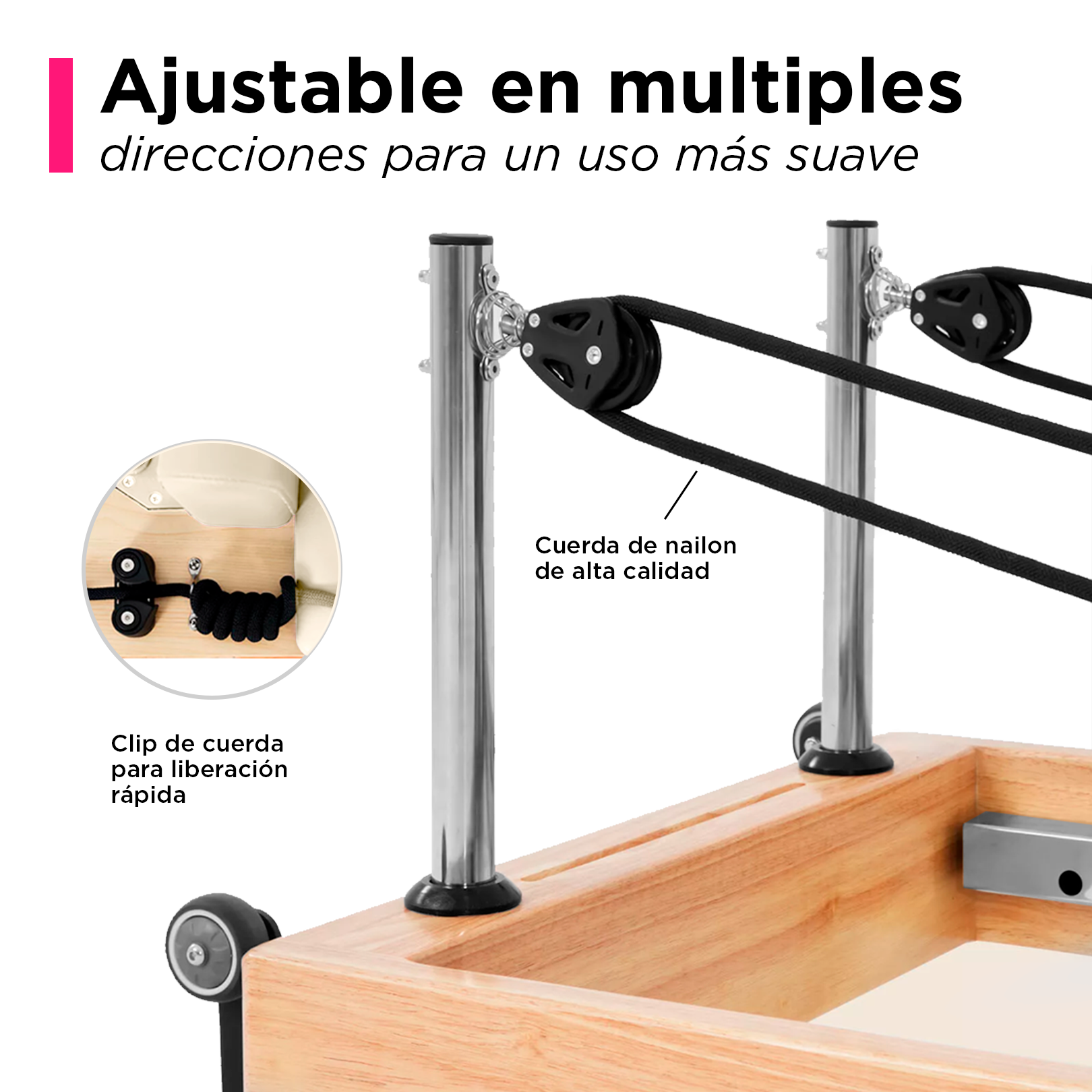 Cama de Pilates Reformer Profesional de Roble Plegable Beige