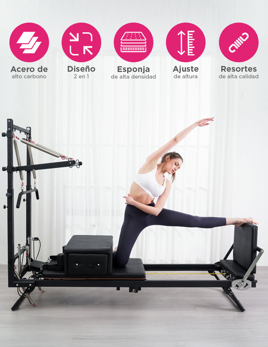 Camilla Reformer Pilates con Torre Media Alumizen Negro
