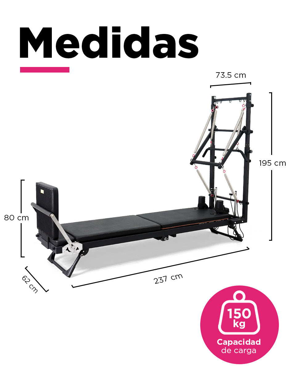 Camilla Reformer Pilates con Torre Media Alumizen Negro