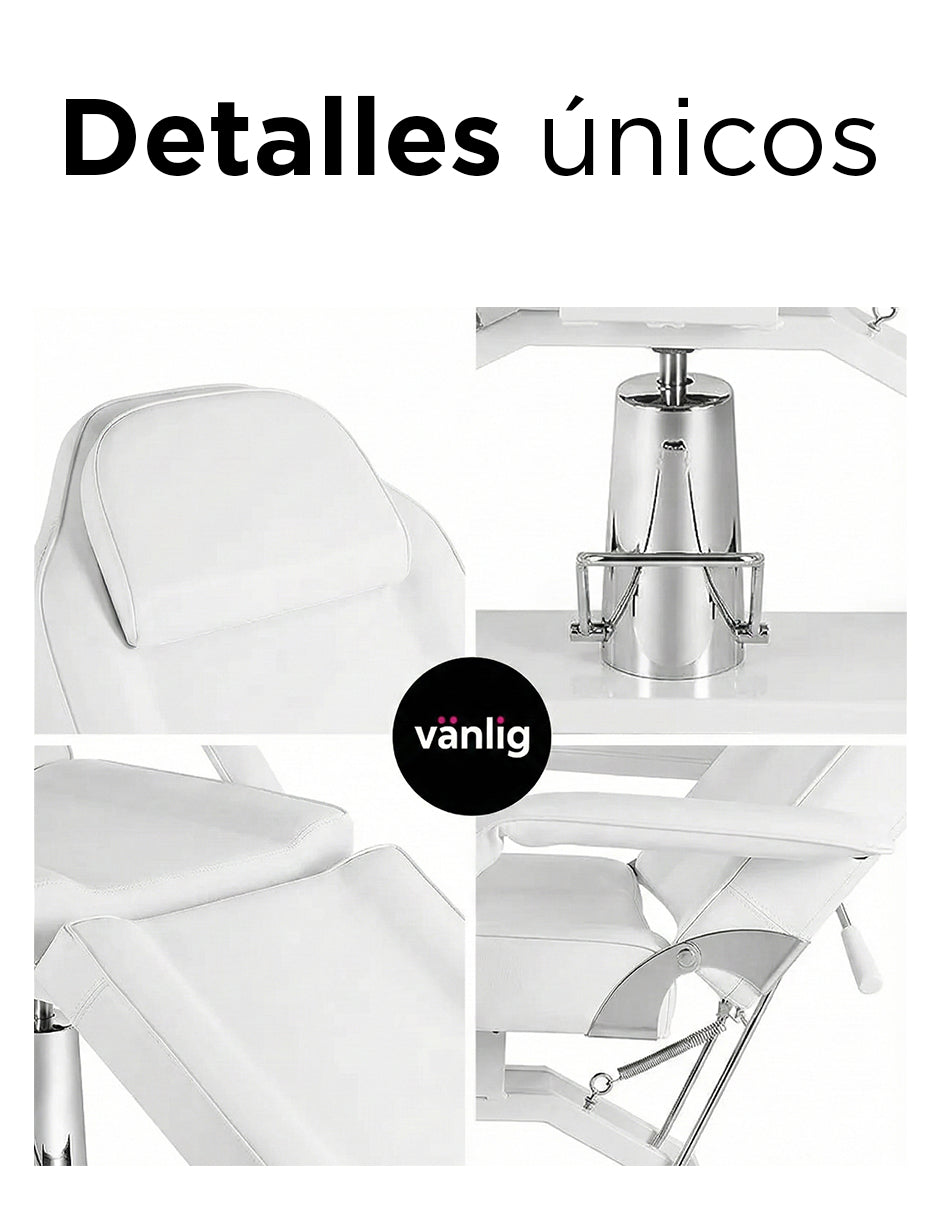 Camilla Hidráulica Multifuncional Malasia Blanca: Ergonomía 360° y Confort de Alta Gama