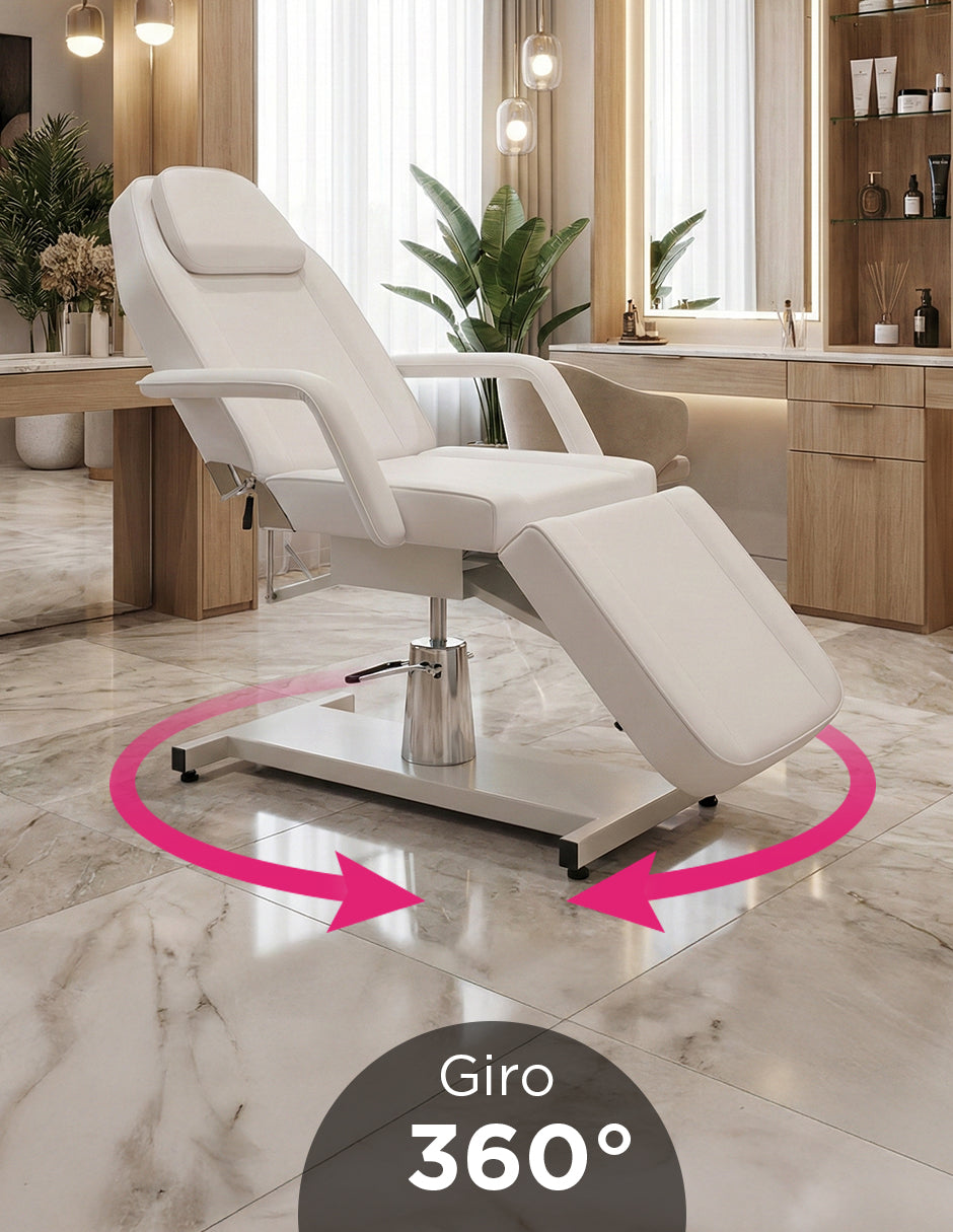 Camilla Hidráulica Multifuncional Malasia Blanca: Ergonomía 360° y Confort de Alta Gama