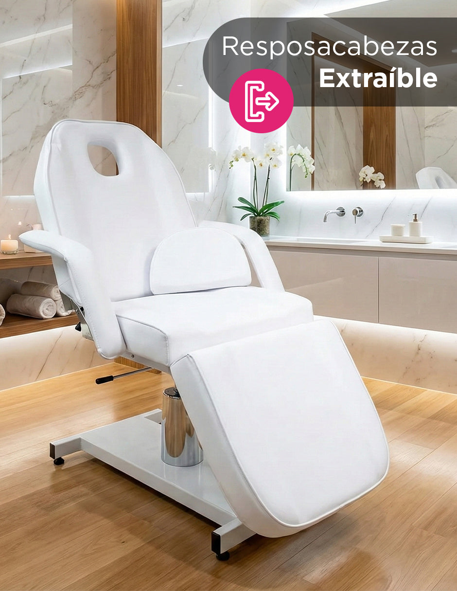 Camilla Hidráulica Multifuncional Malasia Blanca: Ergonomía 360° y Confort de Alta Gama