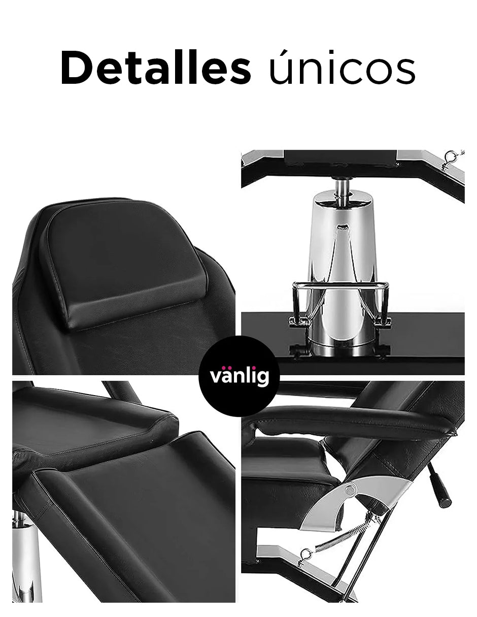 Camilla Hidráulica Multifuncional Malasia Negro: Ergonomía 360° y Confort de Alta Gama