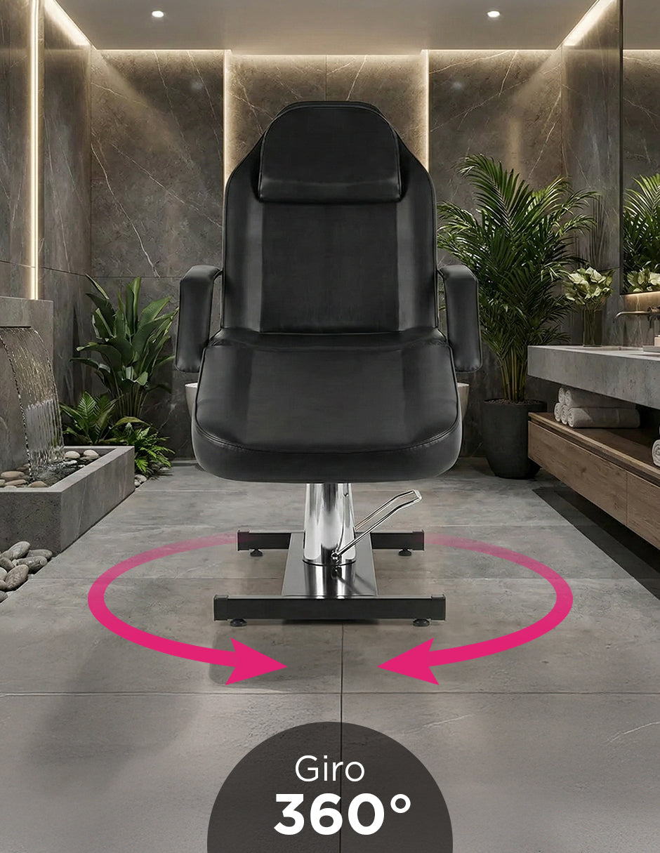 Camilla Hidráulica Multifuncional Malasia Negro: Ergonomía 360° y Confort de Alta Gama