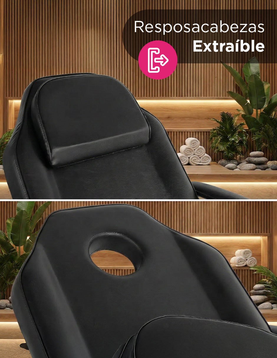 Camilla Hidráulica Multifuncional Malasia Negro: Ergonomía 360° y Confort de Alta Gama