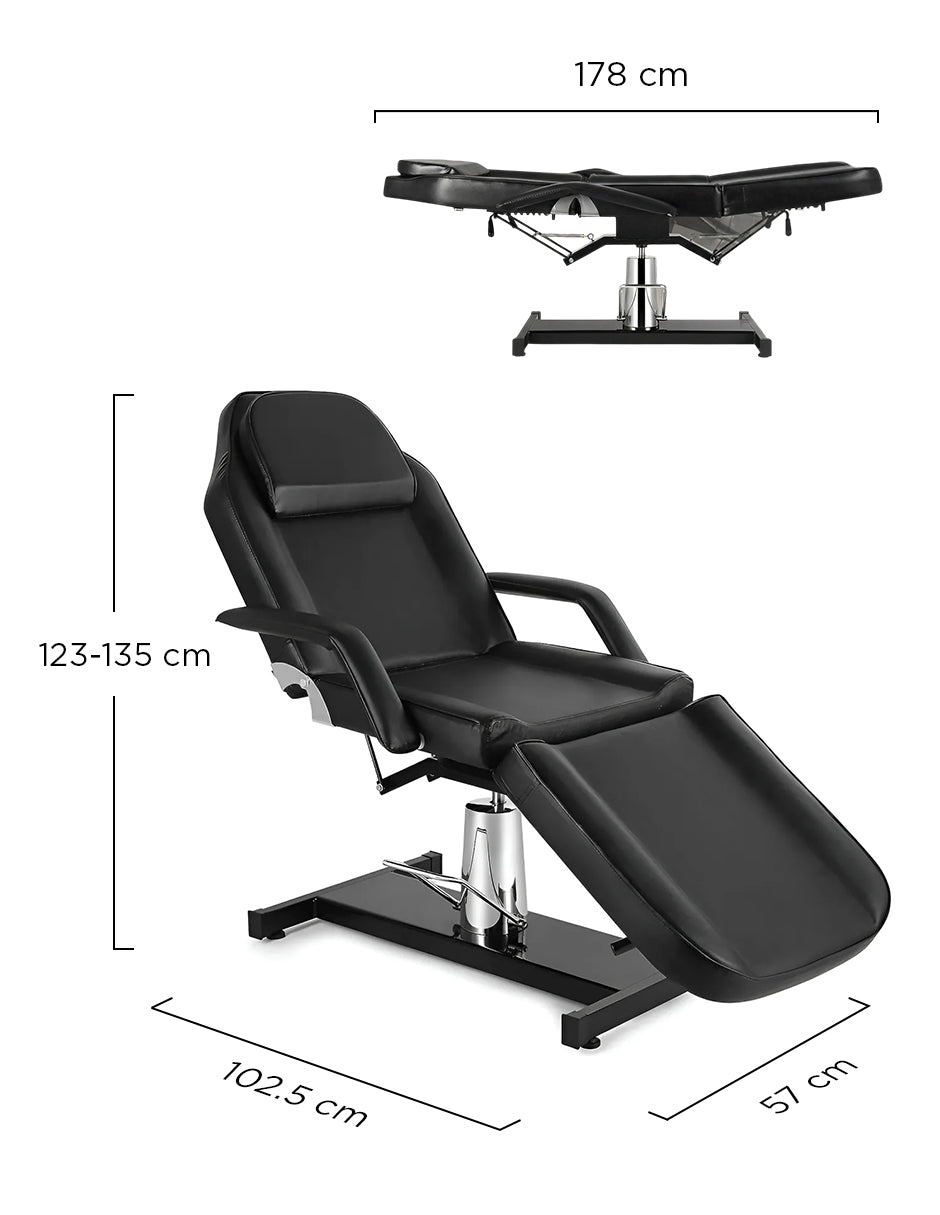 Camilla Hidráulica Multifuncional Malasia Negro: Ergonomía 360° y Confort de Alta Gama