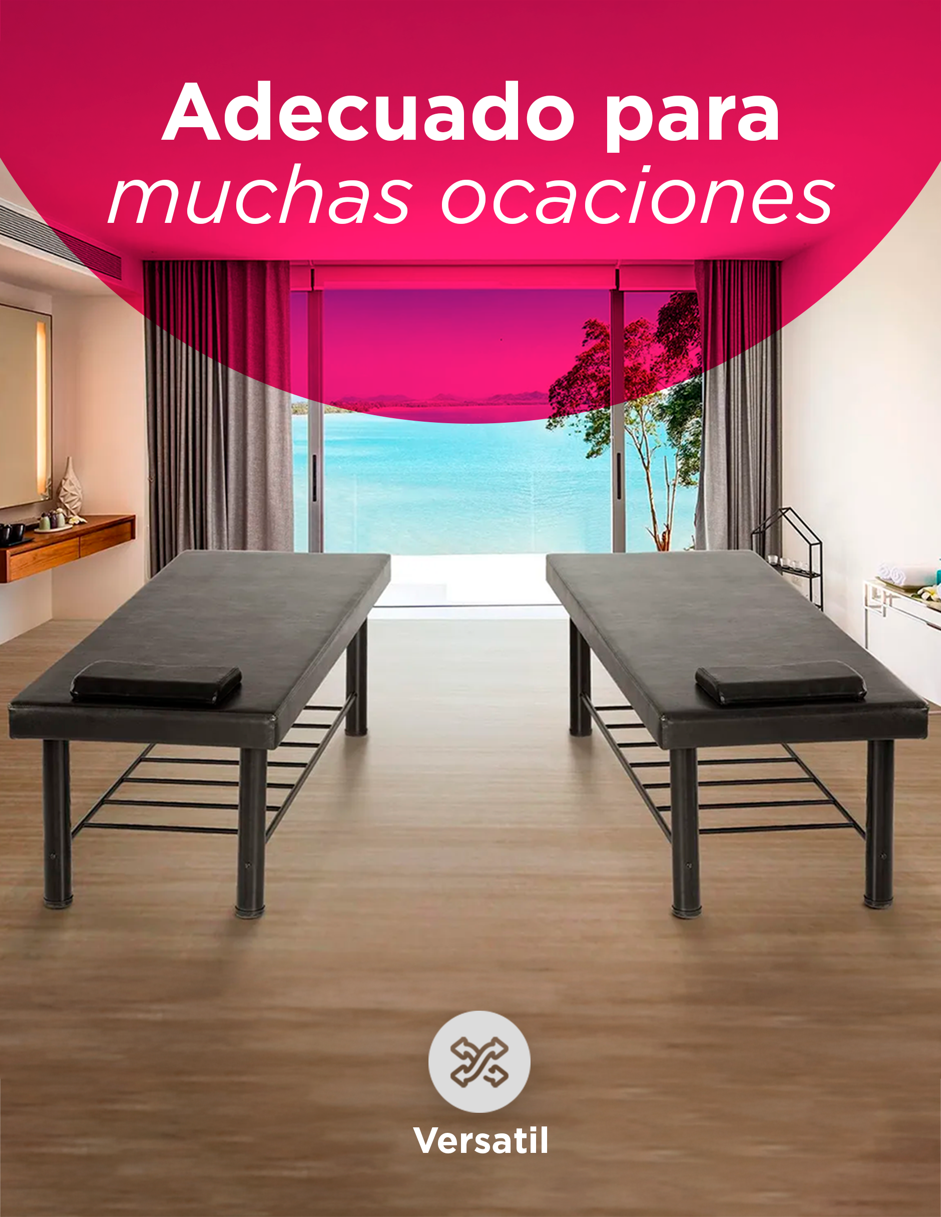 Camilla de Masaje Profesional Malaya Negro: Estabilidad de Acero con Diseño Ergonómico para Spas y Clínicas