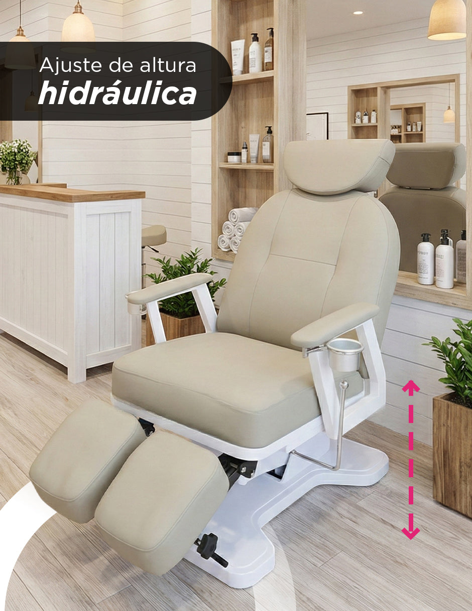 Camilla de Belleza Hidráulica Bianca Beige: Ajustable, Giratoria y Ergonómica
