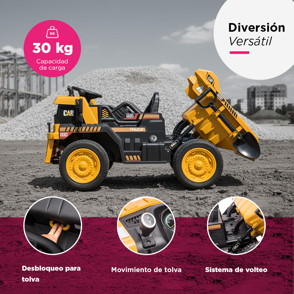 Camión Montable Maxicarga Amarillo Eléctrico Con Batería
