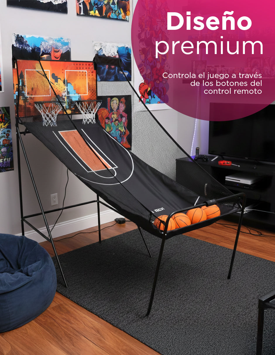Canasta de Básquetbol Doble Vanlig: Juego Arcade Profesional con Marcador Digital