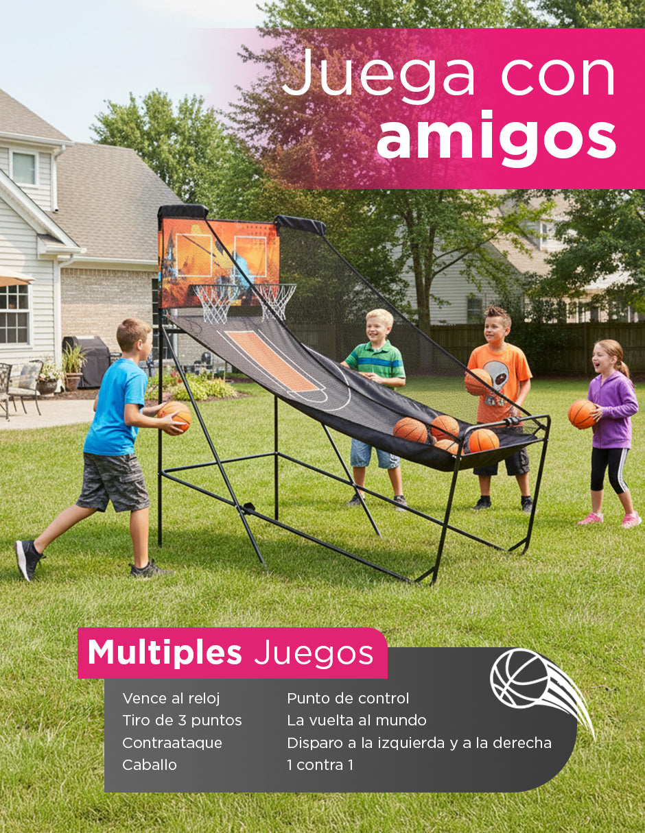 Canasta de Básquetbol Doble Vanlig: Juego Arcade Profesional con Marcador Digital