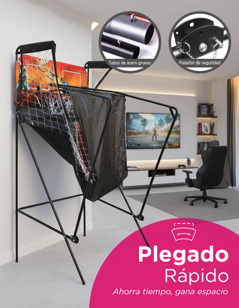 Canasta de Básquetbol Doble Vanlig: Juego Arcade Profesional con Marcador Digital