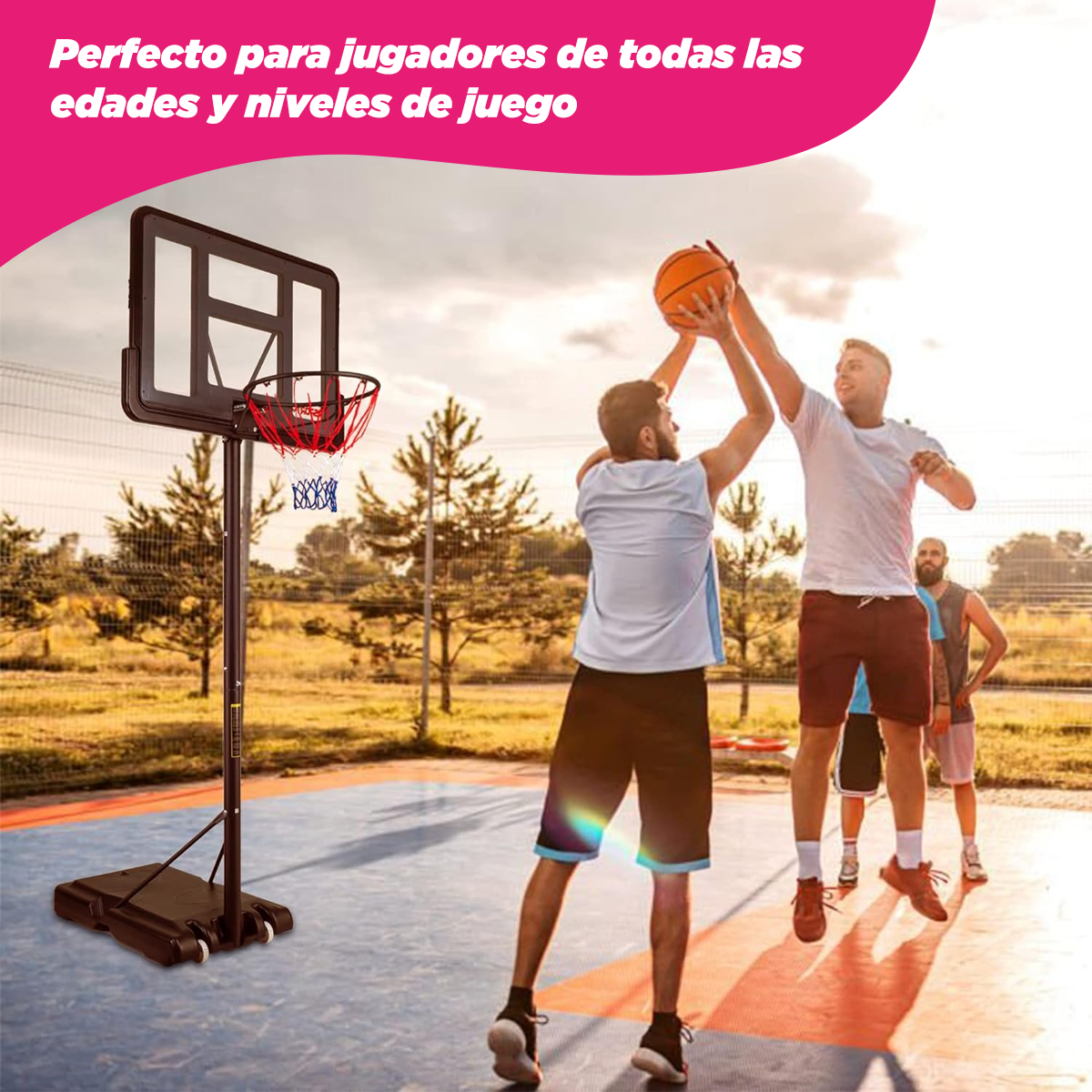 Canasta de Basquetbol Exterior Ajustable 1.50 a 3.05 m Mambab Vänlig - Sistema de Baloncesto Portátil con Tablero 110x75 cm