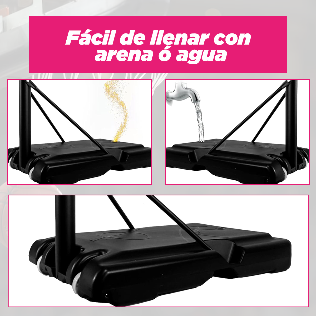 Canasta de Basquetbol Exterior Ajustable 1.50 a 3.05 m Mambab Vänlig - Sistema de Baloncesto Portátil con Tablero 110x75 cm