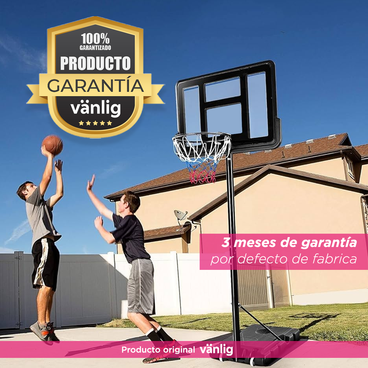 Canasta de Basquetbol Exterior Ajustable 1.50 a 3.05 m Mambab Vänlig - Sistema de Baloncesto Portátil con Tablero 110x75 cm