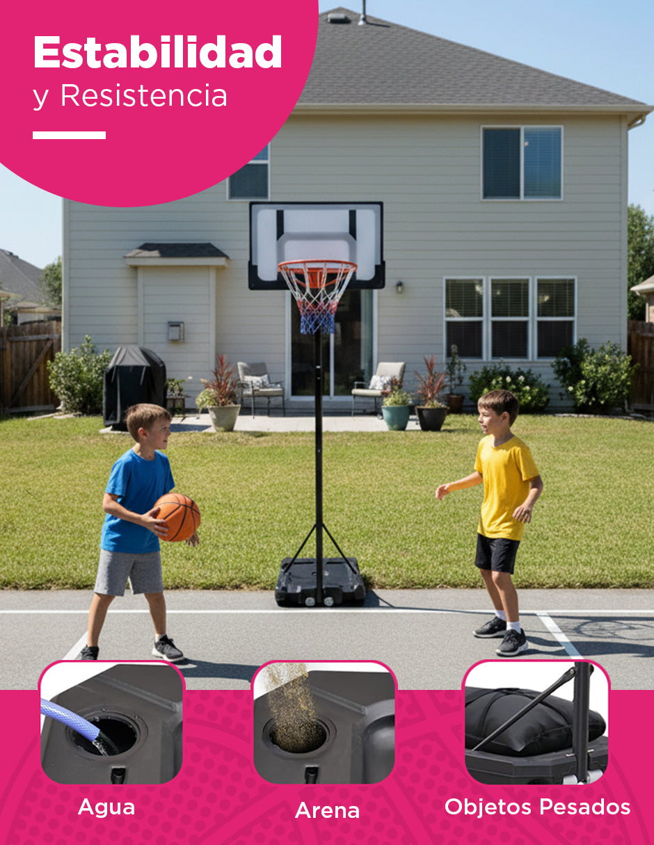 Canasta de Básquetbol Infantil Ajustable 0.90 a 2.2 m Vanlig S018K - Tablero de Policarbonato Portátil para Exterior e Interior