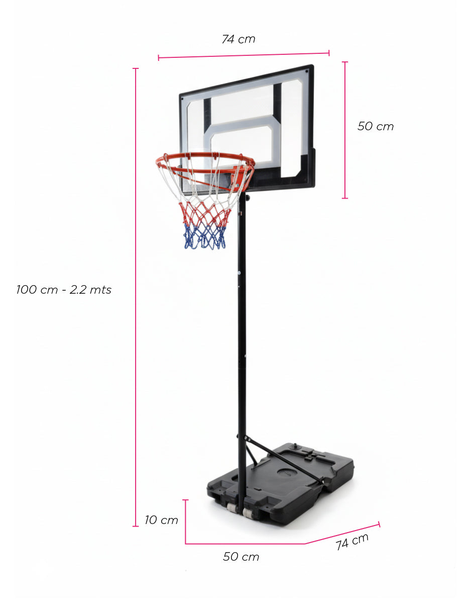 Canasta de Básquetbol Infantil Ajustable 0.90 a 2.2 m Vanlig S018K - Tablero de Policarbonato Portátil para Exterior e Interior