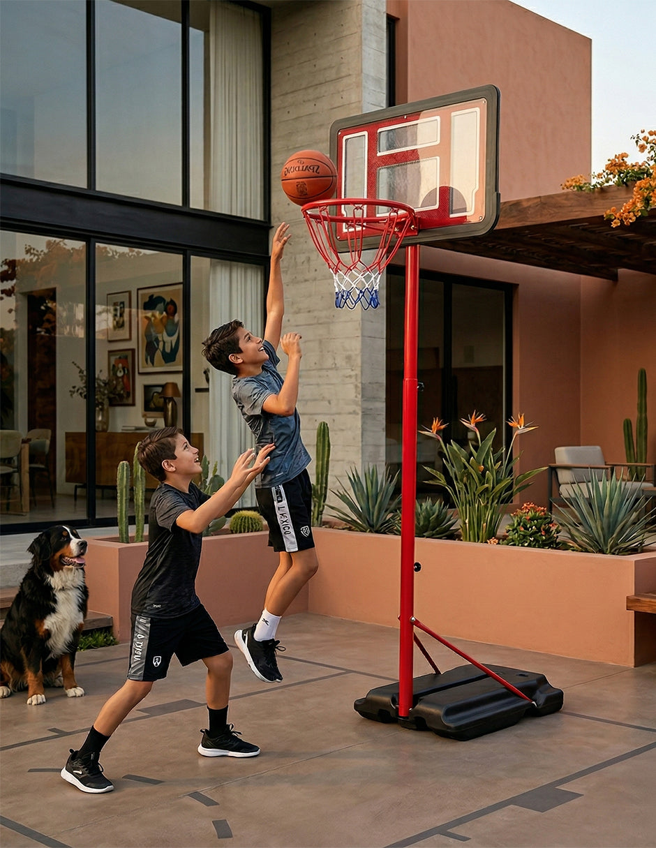 Canasta de Basquetbol Infantil Ajustable 1.65 a 2.05 m Vänlig S0881A - Sistema de Baloncesto Portátil con Base Rellenable