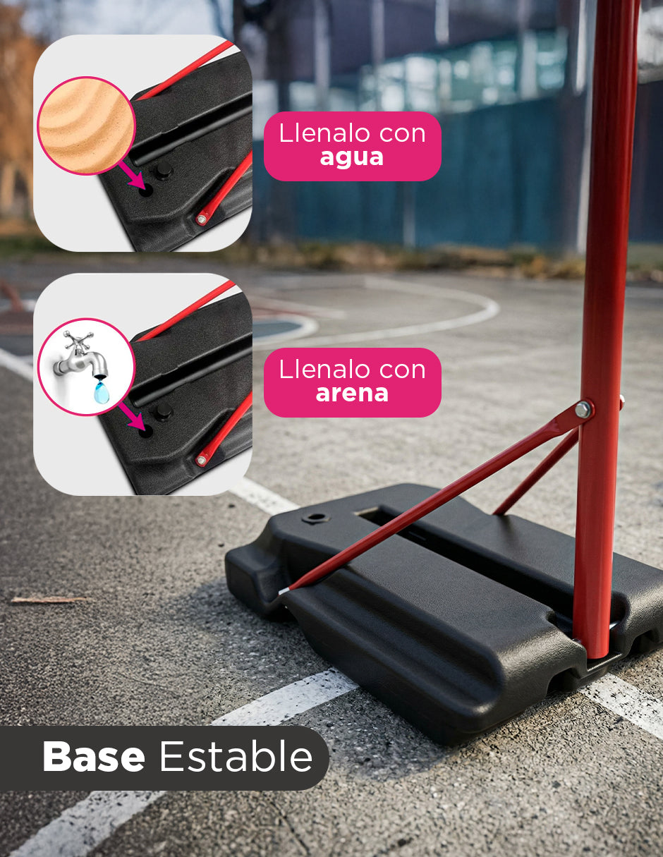 Canasta de Basquetbol Infantil Ajustable 1.65 a 2.05 m Vänlig S0881A - Sistema de Baloncesto Portátil con Base Rellenable